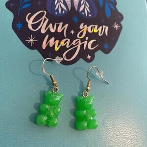 Green gummy bear earrings kidcore